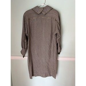 Vintage Geoffrey Beene 14 Gold Stripe Long‎ Aleeve Silk  Shift Dress w